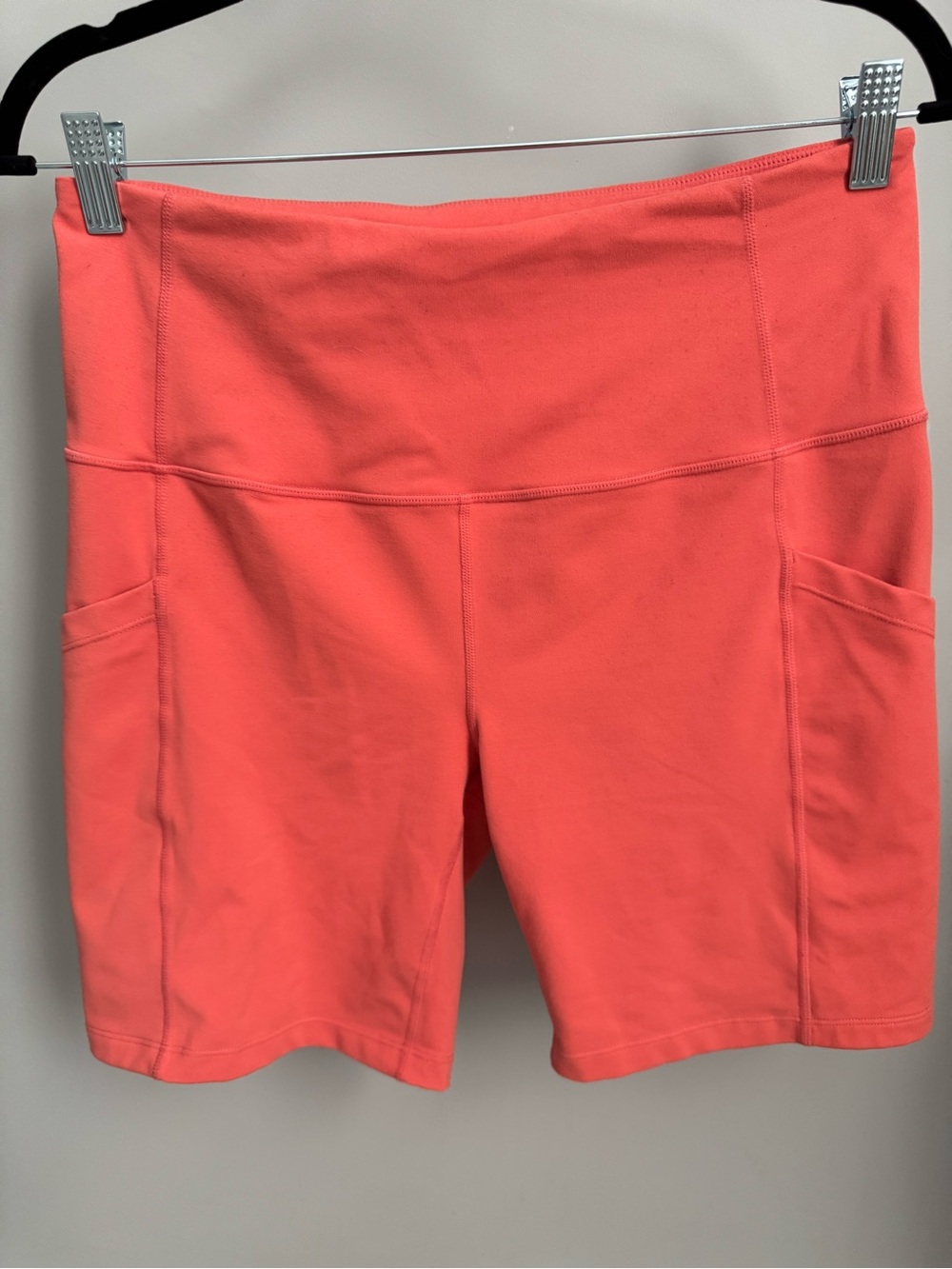 Zella Live In High-Waist Pocket Bike Shorts Coral Peach Neon Size Large